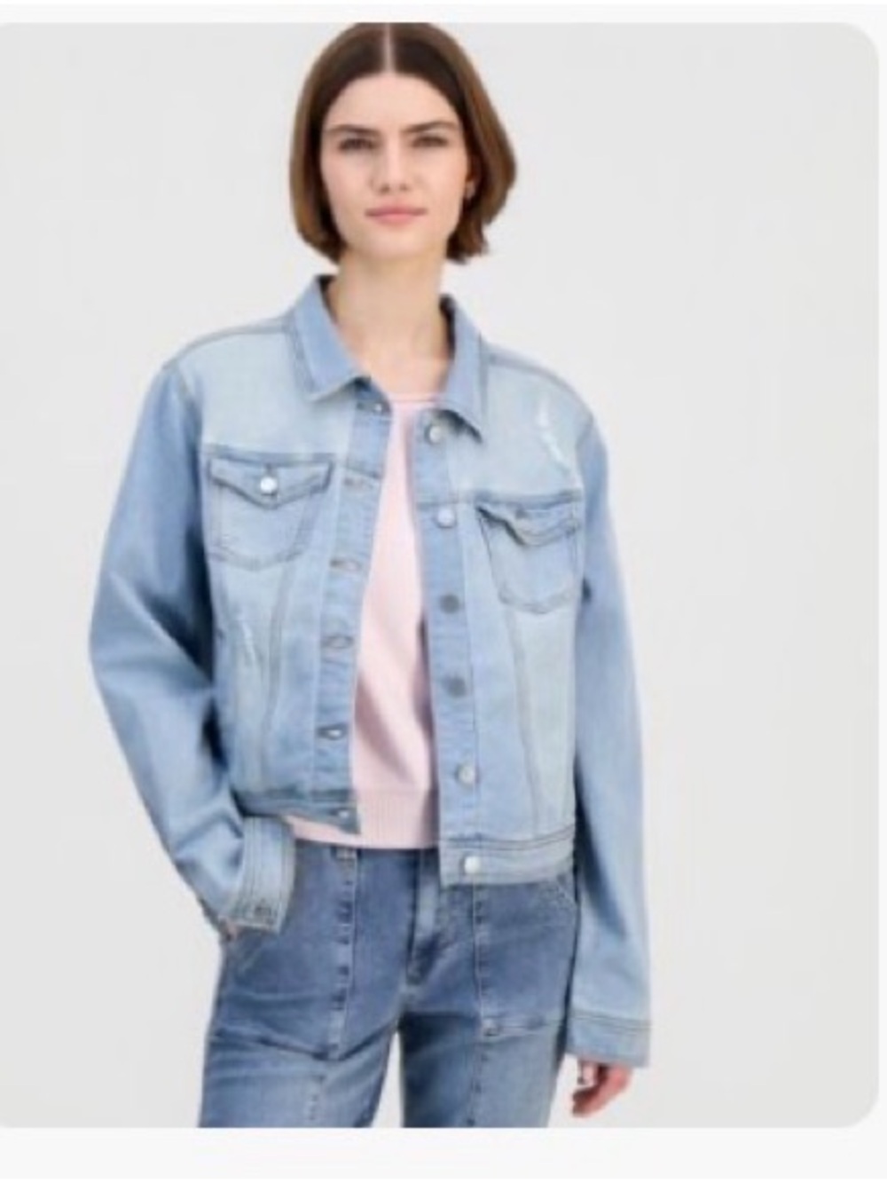 Macy's Light Blue Washed Denim Jean Jacket